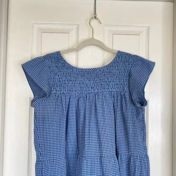 MAXWELL & GERALDINE Rose Dress Blue Gingham Size Medium Summer Seersucker Check - Picture 4 of 5